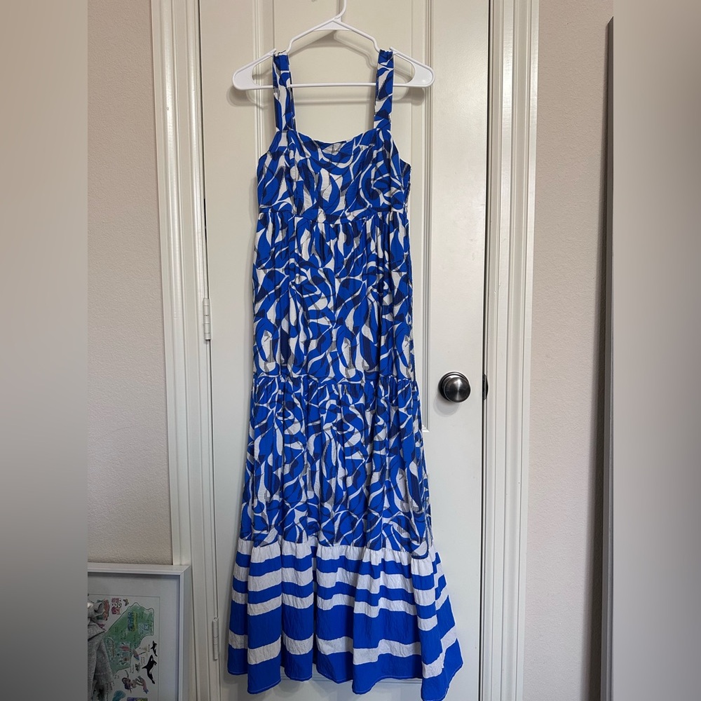 Nine West Vibrant Blue and White Maxi Dress